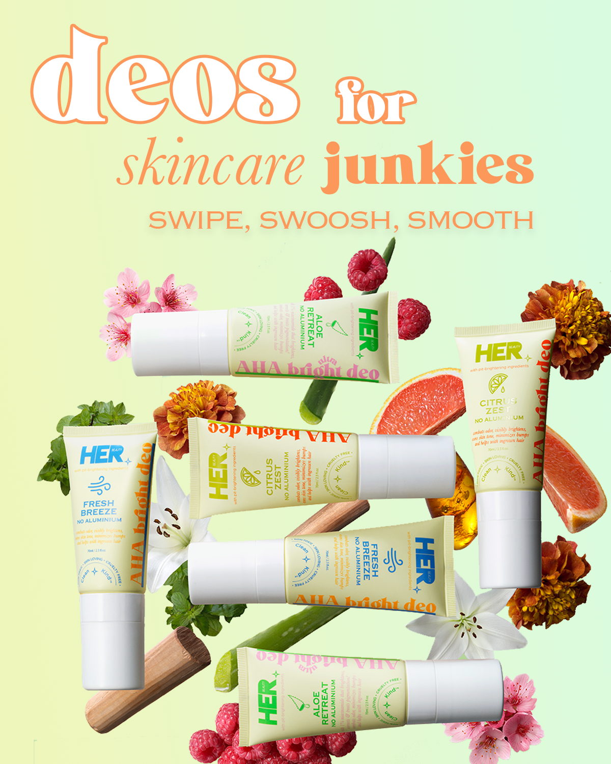 Deos For Skin Care Junkies Swipe, Swoosh, Smooth